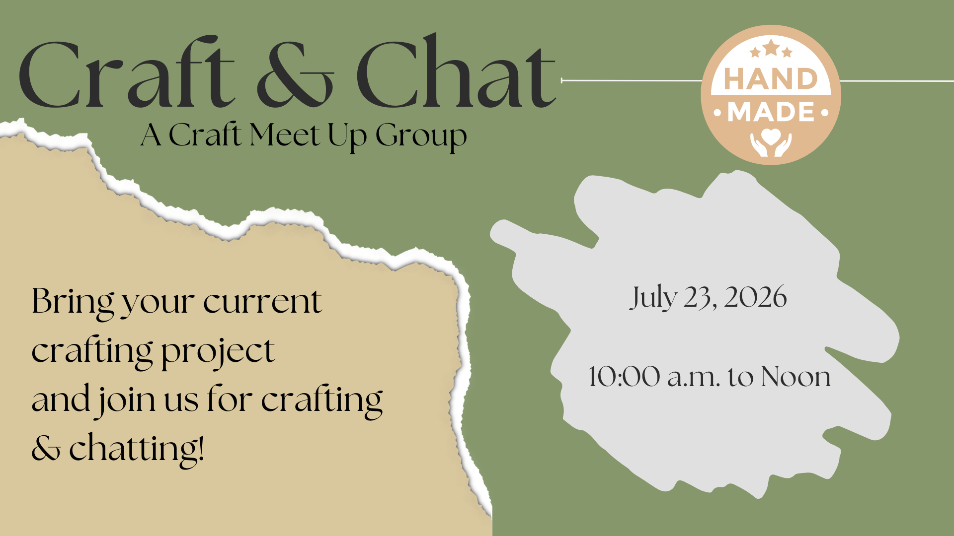 Craft and Chat 4th Thursday of the month